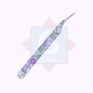 Pince à épiler en acier inoxydable avec embout en fibre pour extensions de cils, couleur et logo personnalisés - Product Image 1