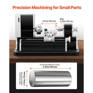 Mini Torno Metálico de 2.76 x 5.12 Pulgadas, 36W de Potencia, 20,000 RPM de Velocidad, Mandril de 3 Mordazas, Aleación de Aluminio - Product Image 3