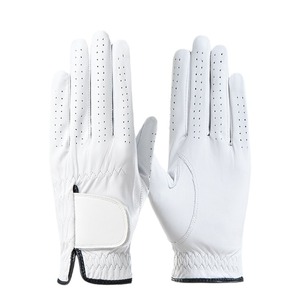 Guantes de Carreras Blancos de Dedo Completo con Paneles Negros, Diseño Antideslizante, de Cuero, para Uso en Exteriores, Unisex, Estilo Pull-On - Product Image 3