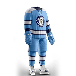Ensemble d'uniformes de hockey sur glace personnalisés, maillot et pantalon imprimés par sublimation, respirant, anti-humidité, antibactérien, polyester, sports d'équipe - Product Image 2