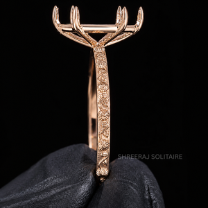 Bague de fiançailles minimaliste semi-montée Marquise néerlandaise en or 14K 18K, platine, or plaqué rhodium, pour diamant de laboratoire, monture 1 carat - Product Image 3