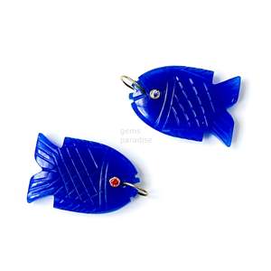 Pendentif Poisson en Jade Bleu AAA, Collier en Argent 925 Fait Main avec Pierre Précieuse, Breloque en Cristal de Guérison Sculptée à la Main, Bijoux de Luxe Tendance en Gros - Product Image 5