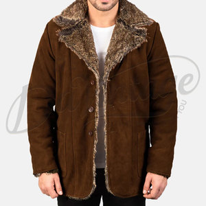 Abrigo de Cuero para Hombre, Color Marrón, con Forro de Piel Sintética de Primera Calidad, Solapa con Muescas, Chaqueta de Cuero Genuino Cálida para Invierno, Estilo Casual - Product Image 6