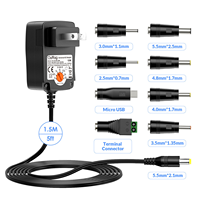 Adaptateur universel AC DC 12W 3V 4.5V 5V 6V 7.5V 9V 12V avec 8 embouts pour appareils électroniques domestiques