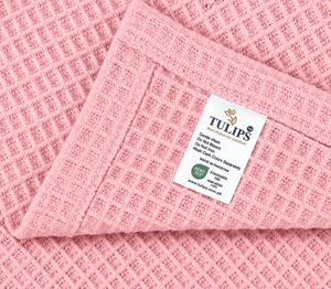 Linge de table rose en tissu gaufré, lavable, fabriqué en tissu gaufré 100% coton - Product Image 5