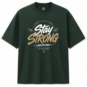 Camiseta de Manga Corta para Hombre, Color Verde Oliva, Cuello Redondo, Corte Regular, Tela de Rizo, 100% Algodón, Ecológica, Casual, Estampado por Transferencia de Calor - Product Image 1