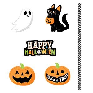 25 piezas de pajitas decorativas desechables a rayas para Halloween, pajitas de papel para decoración de fiestas de Halloween - Product Image 6