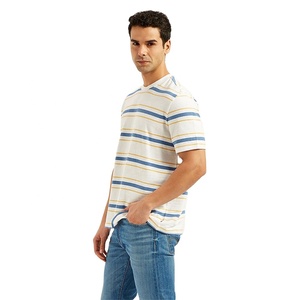 Camiseta de ajuste relajado a rayas para hombre, Camiseta estampada de manga corta de algodón y poliéster con cuello redondo de gran tamaño, ideal para uso diario en verano - Product Image 4