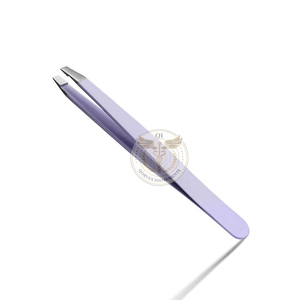 Pince à épiler professionnelle en acier inoxydable faite à la main, 9,6 cm, pointe inclinée, pointe carrée, durable, légère, pince à épiler pour les poils des sourcils - Product Image 1