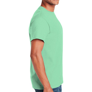Camisetas Formales de Hombre Estilo Urbano 100% Algodón Peinado con Patrón de Letras Bordadas y Opción de Logotipo Personalizado Verde Menta - Product Image 6