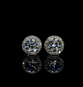 Pendientes de Diamantes Cultivados en Laboratorio, Pendientes de Halo con Diamantes Sintéticos, Joyería para Mujer, Regalo - Product Image 1