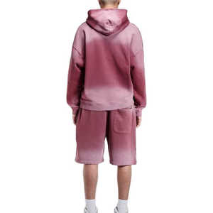 Wholesale Custom Logo Men's Summer Hoodie Shorts <b>Set</b> 100% Cotton Heavyweight Zipper Style Men’s Hoodies & Sweatshirt <b>Sets</b> - Product Image 2