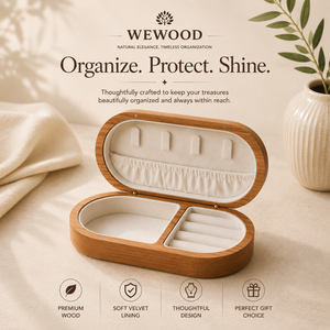 Manufacturer Custom Solid Wood Oval Jewelry <b>Box</b> with Magnetic Closure Engraved Printing Soft <b>Velvet</b> Lining for Valentine's Day - Product Image 1