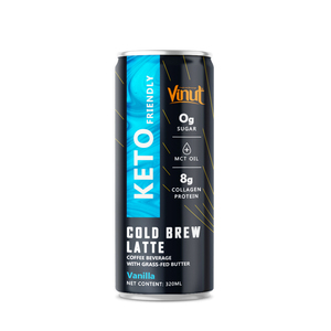 KETO Cold Brew <b>Vanilla</b> <b>Coffee</b> Drink 320ml, 0g Sugar, Ready to Drink, OEM ODM Private Label Beverage Manufacturer - Product Image 1