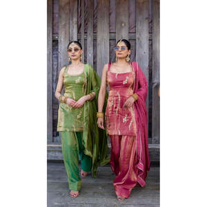 Conjuntos de diseñador para mujer Heavy Fendy Silk Top & Dupatta Party Wear Look Elegant Farshi Style - Product Image 6
