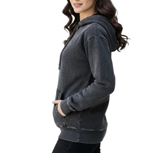 Hoodie Femme Streetwear 100% Coton à Manches Longues, Grammage Lourd, Délavé à l'Acide, Nouvelle Arrivée, Meilleur Style, Prix Bas - Product Image 4
