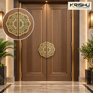 Manija de Puerta Doble de Latón Antiguo Mate, Ecológica, Duradera y de Lujo, Estilo Étnico Tradicional, Fácil Instalación para Puerta Principal - Product Image 3