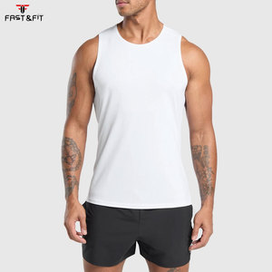 Débardeur de sport en coton pour homme, personnalisable avec logo, couleur unie, sans manches, respirant, séchage rapide, tissu gaufré, idéal pour la musculation et le fitness - Product Image 1