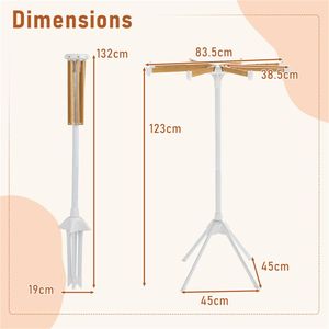 Stendibiancheria Moderno Pieghevole in Bambù da Parete con 40 Scomparti per Uso Interno - Product Image 3