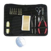 Kit d'outils professionnels en acier inoxydable argenté pour extensions de cheveux, comprenant un pince à sertir les perles à 2 trous, une pince à sertir les perles plates et un enfileur de boucles de fil