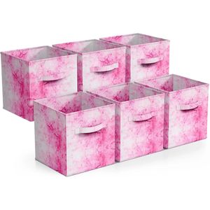 Set di 6 Cubi di Stoffa Colorati per Organizzazione, Contenitori Pieghevoli da 11 Pollici con Manici, Scatole Pieghevoli per Armadio - Product Image 1