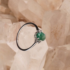 Wholesale 925 Solid Sterling Silver Natural Oval Emerald <b>Cubic</b> <b>Zirconia</b> Accent Prong <b>Ring</b> Fine Jewelry Memoria Jewels - Product Image 6