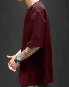 เสื้อยืดฮิปฮอปสตรีทแวร์คุณภาพสูงสำหรับผู้ชาย ทรงหลวม ผ้าฝ้าย 100% ไหล่ตก พิมพ์ลายดิจิตอลตามสั่ง แห้งเร็ว ระบายอากาศได้ดี - Product Image 5