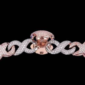 สร้อยคอคิวบาลิงค์สองสีประดับเพชรแบบไมโครพาเว่รูปดาวสำหรับผู้ชาย เครื่องประดับสำหรับงานปาร์ตี้ฮิปฮอป - Product Image 2