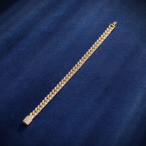 Bracelet Miami Cuban Link 8MM plaqué or jaune, argent sterling 925, luxe, hip hop, moissanite certifiée, bijoux personnalisés pour hommes - Product Image 1