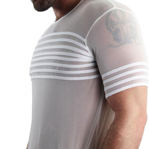 Men Mesh Summer T Shirt Lightweight Airflow Fabric Casual Fitness <b>Top</b> Men's Mesh Breathable T Shirt With Custom Design And Size - Product Image 6