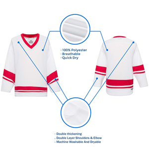 Maillot de hockey sur glace 100% polyester, tissu durable, uniforme d'équipe haute performance, respirant, séchage rapide, écologique, sport - Product Image 5