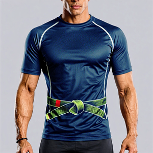 Camiseta de Compresión Geométrica Roja y Negra para Hombre, Manga Corta, Secado Rápido, Poliéster, Protección UV - Product Image 6