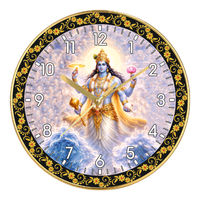 Jam Dinding 3D Krishna - Dekorasi Dinding Spiritual Mewah Bahan Plastik Cetak Digital Warna Dapat Disesuaikan Kemasan Kotak Hadiah