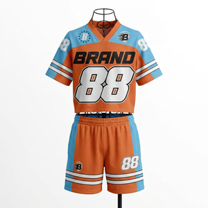 ชุดกางเกงขาสั้นตาข่ายระบายอากาศพรีเมียม 180 GSM สีแดงเหลืองตัดต่อ พร้อมโลโก้แบบซับลิเมชั่นสั่งทำพิเศษ ทรงแอธเลติกสำหรับผู้ชาย - Product Image 5