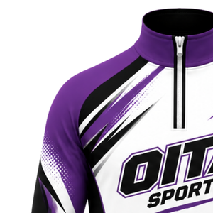 Purple <b>White</b> Black <b>Quarter</b> <b>Zip</b> Sports Shirt Long Sleeve Athletic Training Running Teamwear Performance Custom Sportswear - Product Image 3