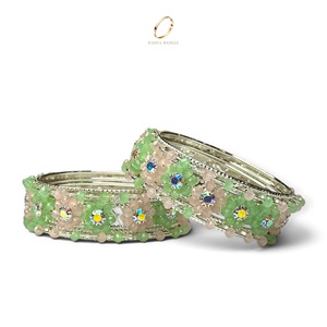 Exclusive Floral <b>Crystal</b> Zircon Stone Multicolour Bangles Silver Plated <b>Bracelet</b> Collection Wedding Festive at Wholesale Price - Product Image 2