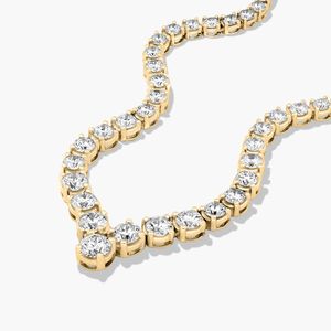IGI Certified Chevron Lab Grown Diamond Tennis <b>Necklace</b> 14K White Gold Rhodium Plated 15 CTW Diamond Wedding <b>Statement</b> Luxury - Product Image 5