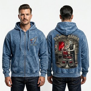 Sudadera con Capucha Gris Carbón Personalizada para Hombre, Estilo Vintage con Lavado Ácido, Estampado Gráfico Cósmico, Sudadera de Forro Polar Grueso, Fabricada en Fábrica - Product Image 2