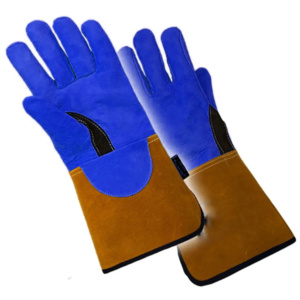 Reinforced Cowhide Grain & Split Leather Tig Welding Gloves CE Certified <b>Fire</b> Proof Anti-Slip Industrial Safety Heavy Duty Glove - Product Image 6
