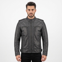 Dumela Nouvelle veste bomber décontractée pour homme en cuir de vachette gaufré à bouton unique, service OEM, noire, séchage rapide et respirante