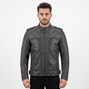 Dumela New Casual Autumn Men's Single <b>Button</b> Embossed Cow Skin Leather Bomber Jacket OEM Service <b>Black</b> Quick Dry & Breathable - Product Image 2