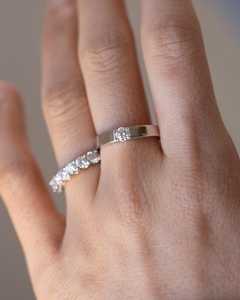 <b>Solitaire</b> Round Diamond Wedding Band <b>Ring</b> Lab Grown Original 925 Sterling <b>Silver</b> Fine Gift For Lovers - Product Image 4