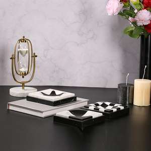 Plateau carré en marbre multi-pierres, plateau de service décoratif en pierre naturelle, décoration de luxe pour la maison - Product Image 3