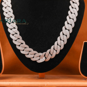 Moissanite <b>Statement</b> <b>Necklace</b> S925 Silver Rhodium Plated Link Chain Men's Hiphop Jewelry - Product Image 5