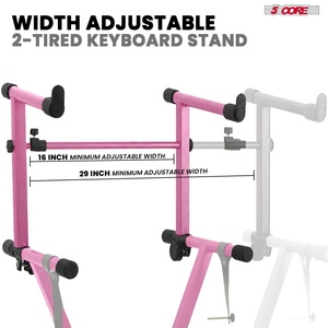 Soporte de Teclado de 2 Niveles y 5 Secciones, Resistente y Ajustable, con Brazo Extensible - Product Image 3