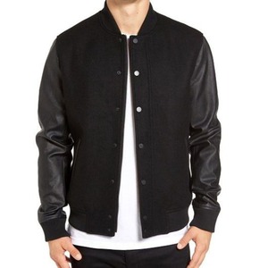 Vestes universitaires en laine en gros avec manches en cuir de vache blanc véritable pour hommes - Product Image 6