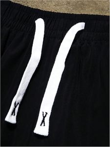 Men's Y2k Basketball Shorts Straight Wide Leg Striped Side <b>Drawstring</b> Waist Workout Gym 100% Cotton Streetwear - Product Image 2