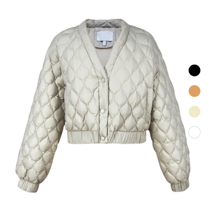 Chaqueta Acolchada Ligera para Mujer, Estilo Bomber, con Botones Frontales, Acolchado en Forma de Diamante, para Invierno, Venta al Por Mayor - Product Image 1