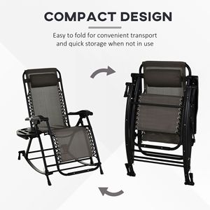 Sedia a Dondolo Pieghevole Anti-Gravità con Cuscino e Portabicchieri, Design Richiudibile, Sedia Reclinabile da Esterno per Arredamento da Giardino - Product Image 4