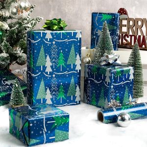Rotolo di Carta da Regalo Metallizzata Blu Navy 17 Pollici X 33 Piedi, Elegante Carta Invernale con Effetto Neve per Decorazioni Natalizie - Product Image 1